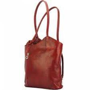 Firenze Italian Leather Convertible Backpack Shoulder Bag Cognac Brown